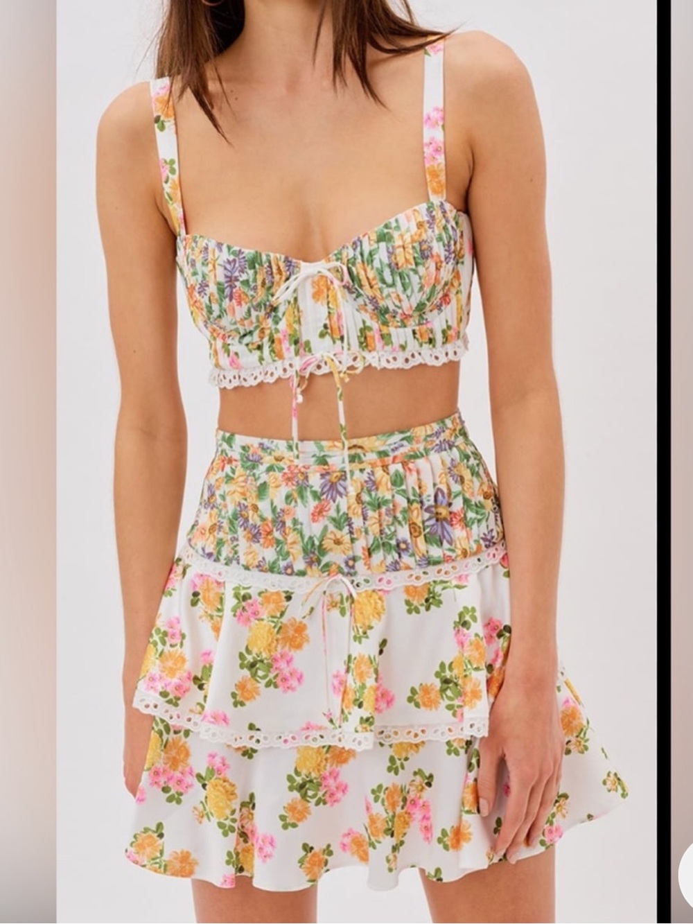 FOR LOVE & LEMONS Rosalyn Floral Mini Skirt & Rosalyn Floral Top